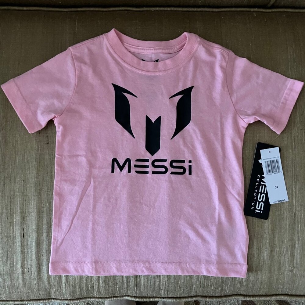 Leonel Messi T-Shirt Pink & Black Unisex Toddlers 3T NWT